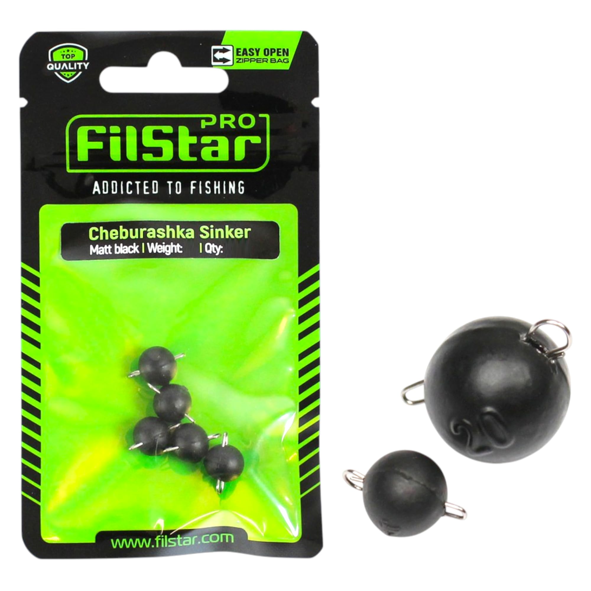 Cheburashka - Set di teste da jig nere opache – Drop Shot piombo per offset gancio con penna – Piombo da pesca Dropshot – Palline al piombo – Pesi – Fishing Jig Sport Set – Accessori da