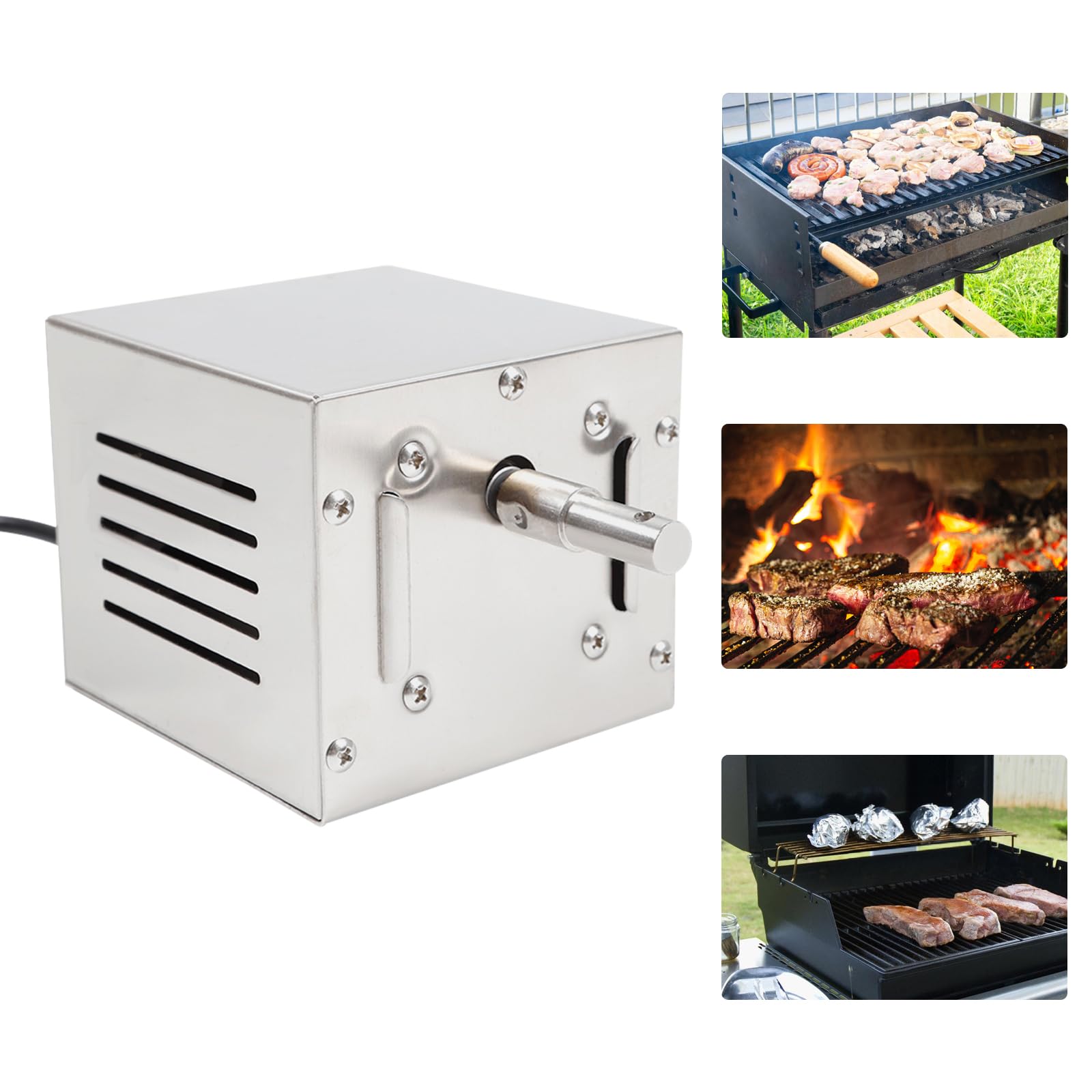 Motor de barbacoa de 25 W para pinchos de barbacoa, 80-100 kg, motor de parrilla de acero inoxidable, accesorios para barbacoa, motor de asador, motor de parrilla de cochinillo, 12 x 11 x