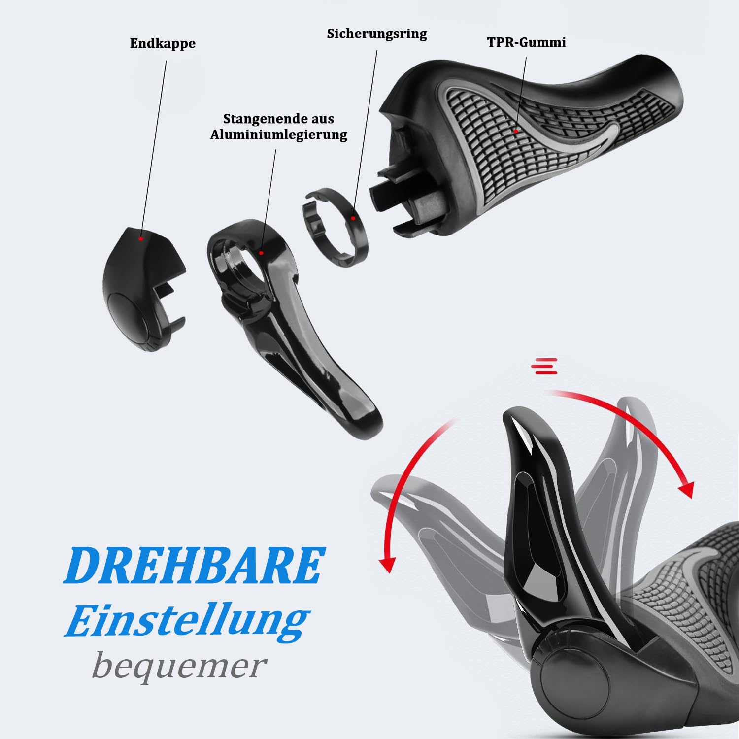 Favuit Fahrradgriffe Ergonomisch Rutschfester Lenkergriffe MTB Lenker Griffe Fahrrad Handgriffe Gummi Fahrradlenker für 22,2 mm Mountainbike Trekkingrad E-Bike Rennrad (Black) Sport & Freizeit