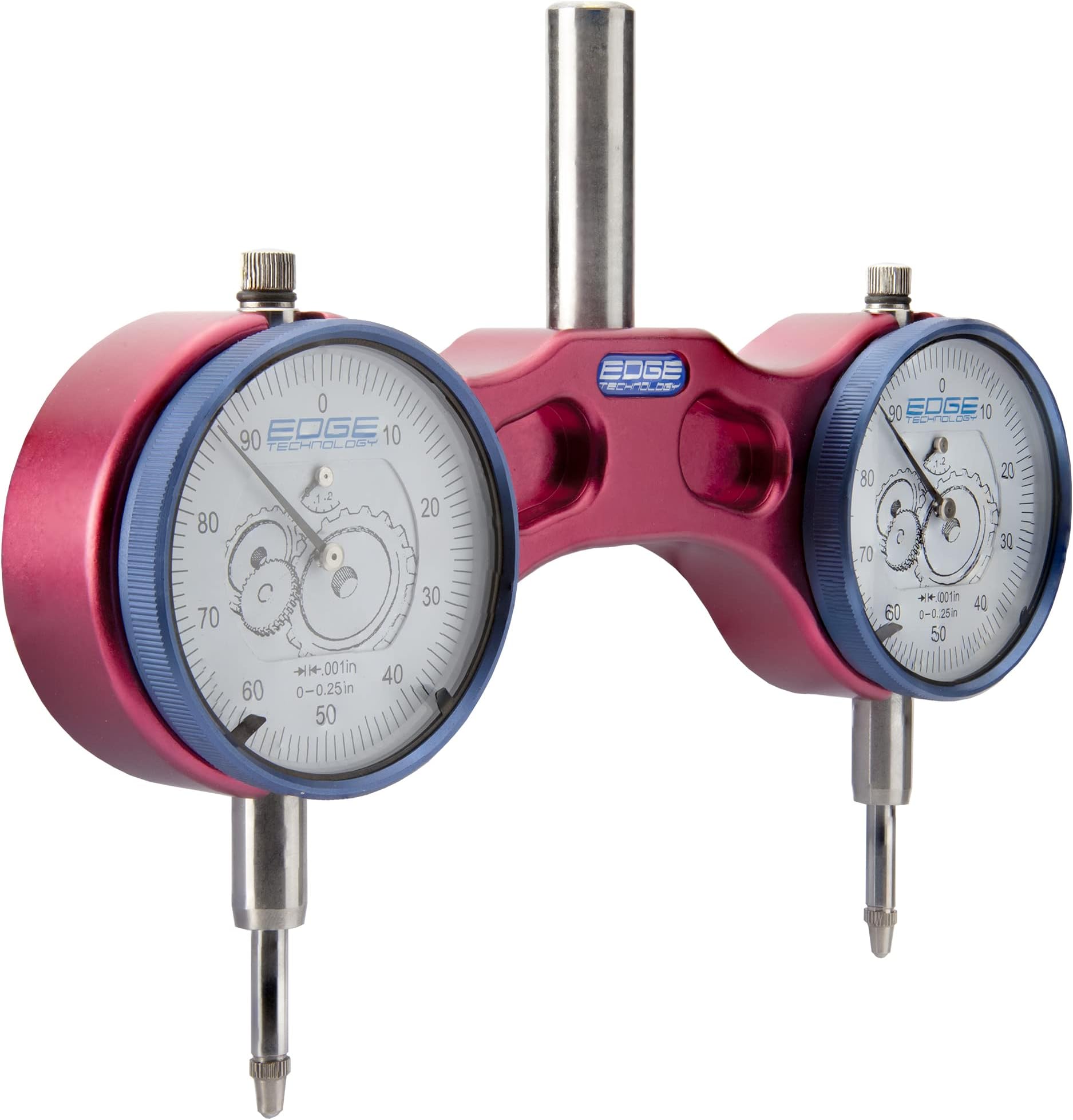 01-000 Pro Tram System – Milling Machine Spindle Square Tramming Tool with Large Easy to Read 2.2" Dia Indicators, 0.001" Graduation, 1/2" Shank, Padded Case