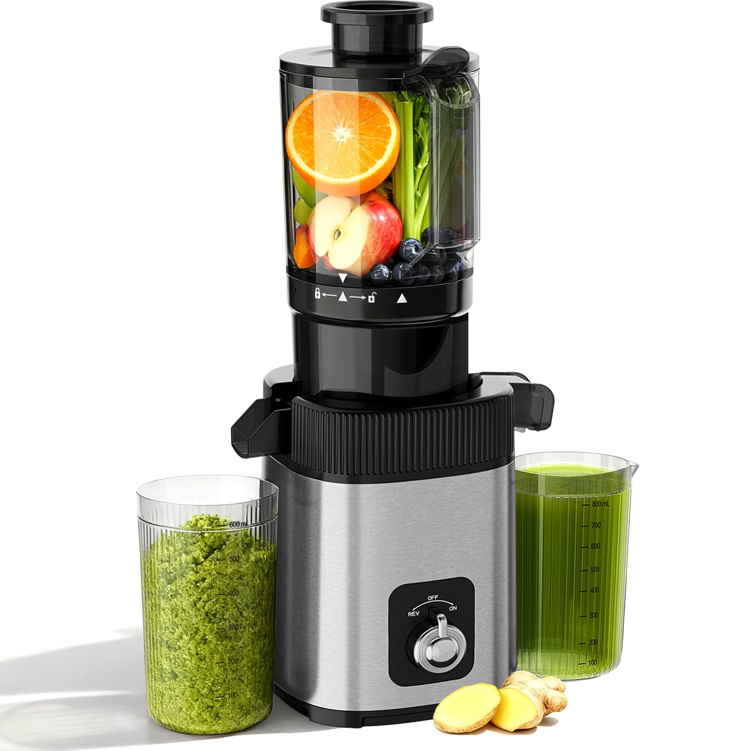 Cold Press Slow Juicer Machine Compact Slow Masticating Juicer for Vegetables Fruits 4 4 Wide Feed Chute Easy