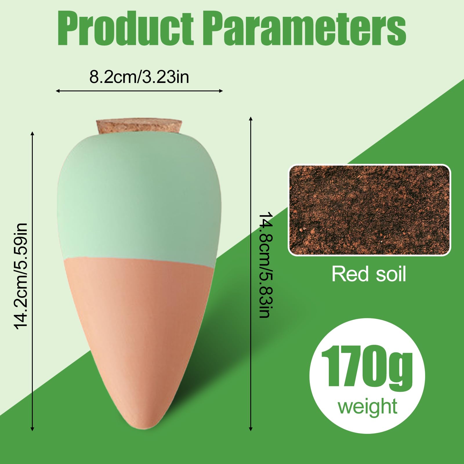 Tonkegel Bewässerung 4er Set, Pflanzen Wasserspender Ton, Wein und PET Flaschen Bewässerungskegel, Terracotta