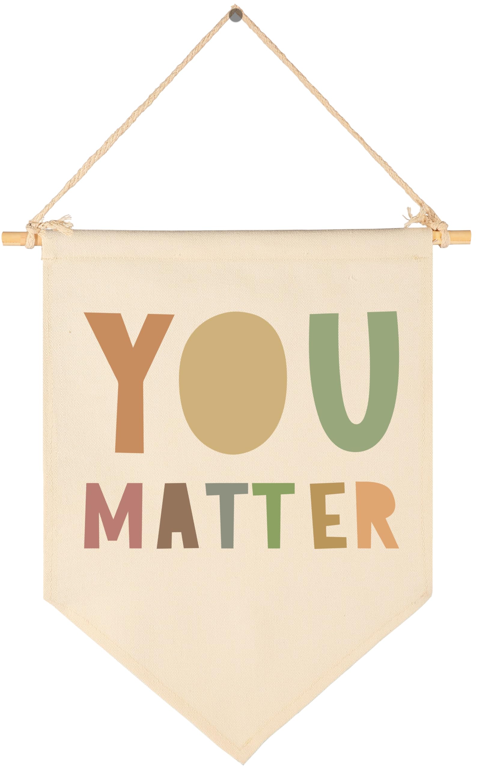 Classroom Wall Banner Decor-Teacher Supplies Gift-Inspirational Back to School Flag-Motivational Quote-Affirmative Hanging Canvas Pennant Sign for Classroom Teacher Office Reading Corner-You Matter