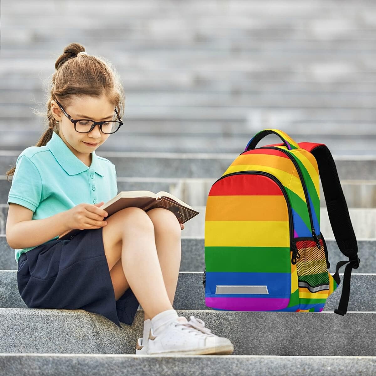 Bolaz Backpack Bookbag Rainbow Flag School Bag Travel Bag for Girls Boys Teen One Size