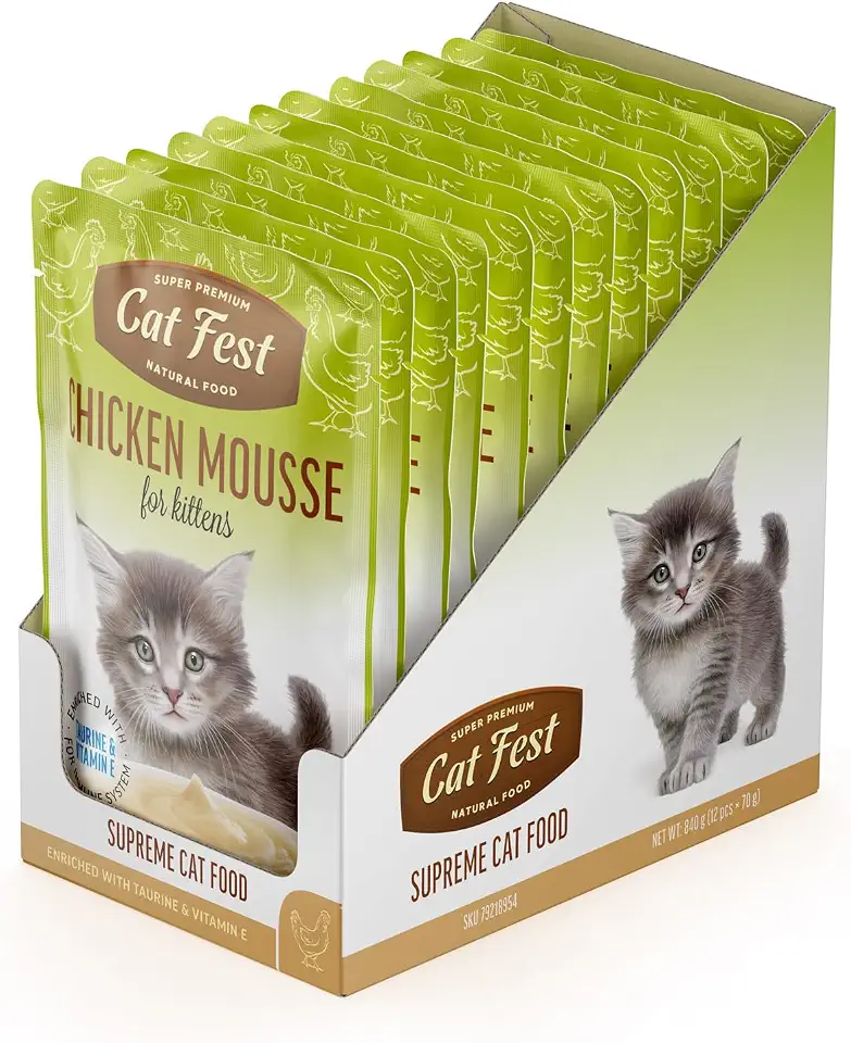 Cat Fest Natural Chicken Mousse for Kittens, High Protein Pâté with Taurine & Vitamin E, 70g