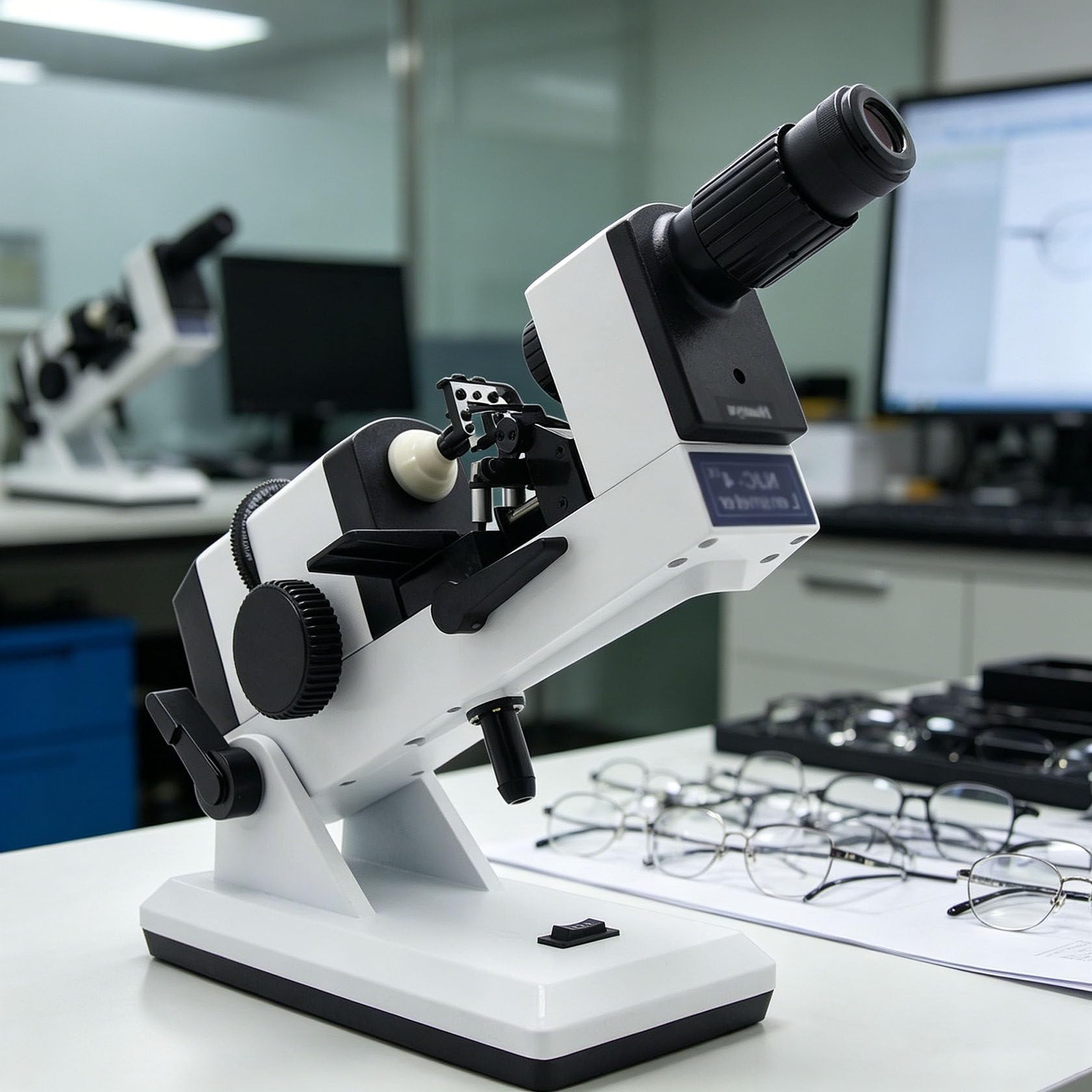 Focimeter - Máquina de lenómetro para instrumentos ópticos, dispositivo de prueba manual de lentes con tecnología DC/AC, rango de 16-86 mm para una medición precisa