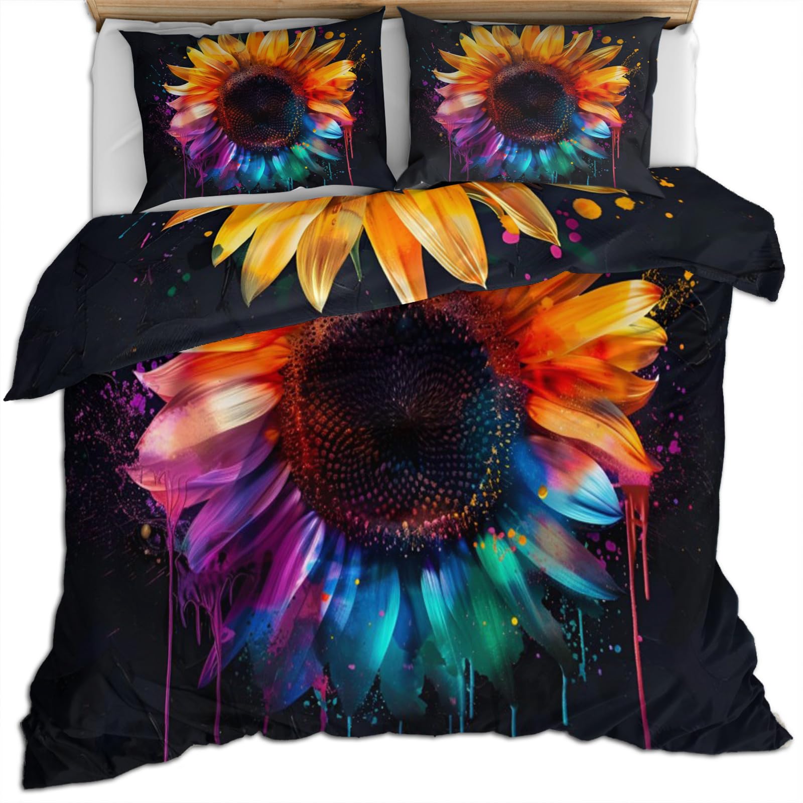 Parure de lit tournesols abstraits 200x200 pour illuminer votre décoration de chambre