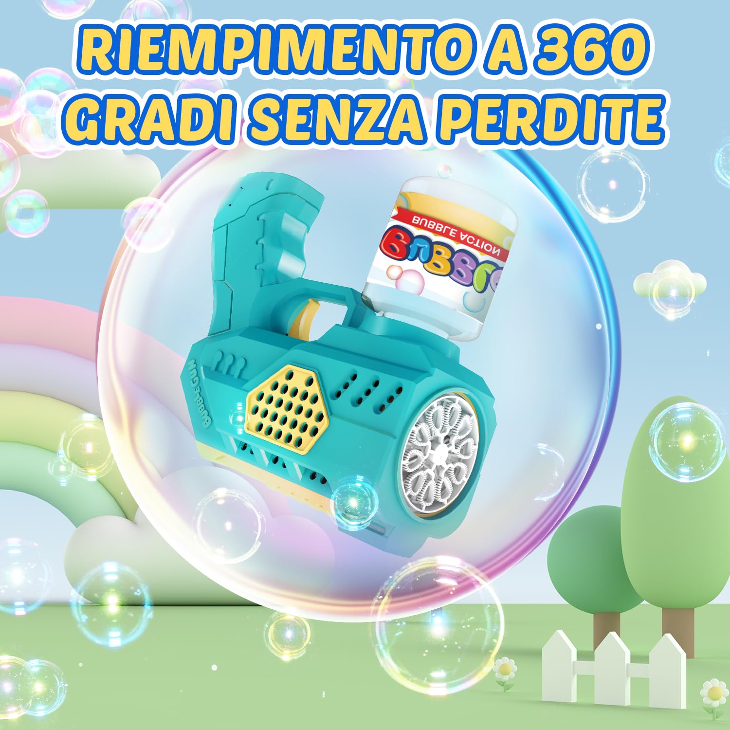 Eaglestone Pistole Bolle Per Bambini 2 Pezzi, Macchina Automatica Con Luci LED, Giocattolo Estivo Per Esterni, Regalo Di Compleanno 4-8 Anni