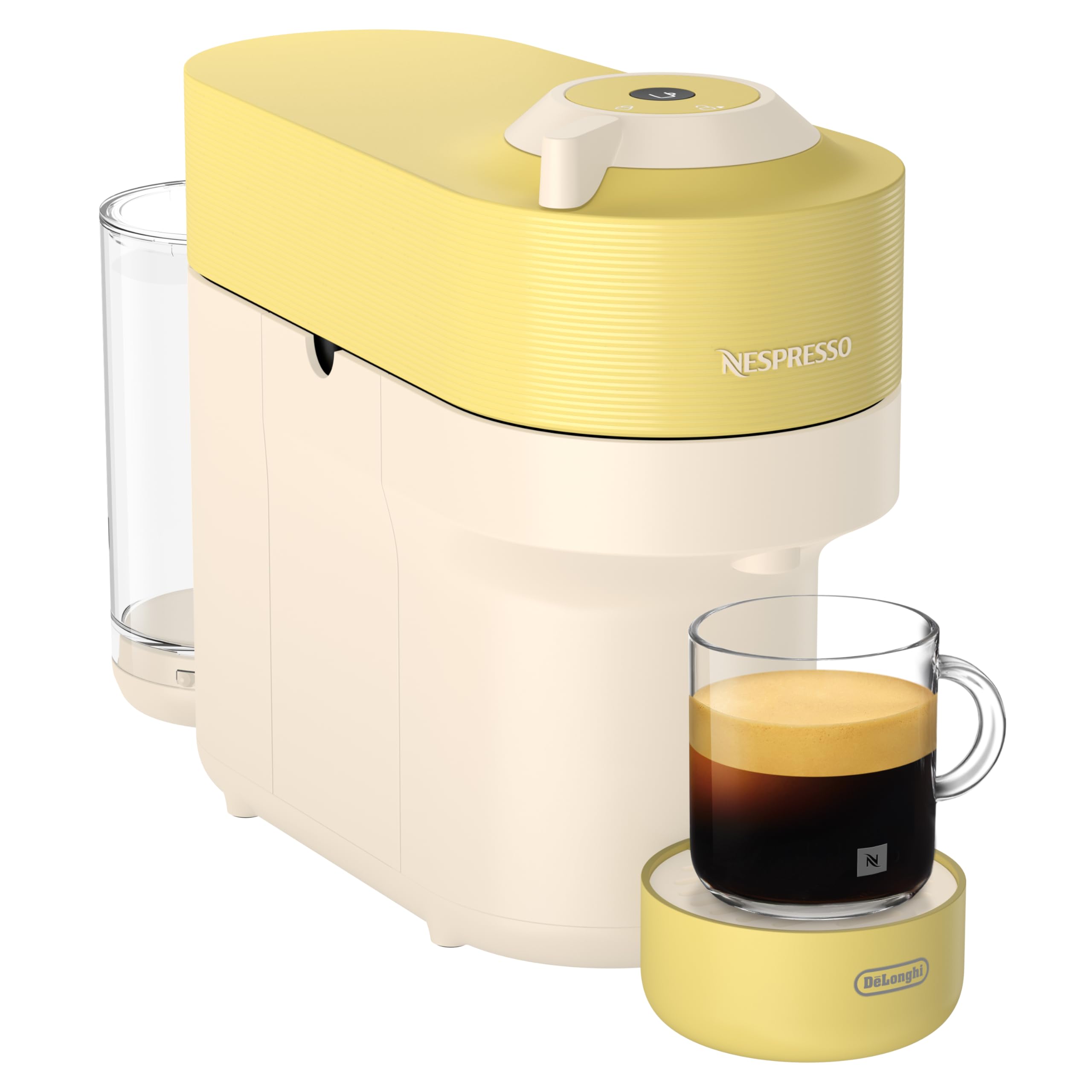 De'Longhi Nespresso Vertuo Pop - Machine à Café en Capsules, Technologie Centrifusion, 4 Tailles de Tasse, Set de 12 Capsules Inclus, Jaune Pastel (ENV90.LE)