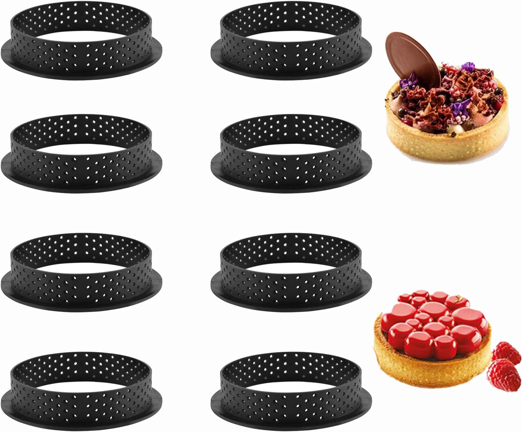 8pcs Tart Ring Mold,Mini Tart Rings for Baking Muffin Mousse Cake Circle Cutter