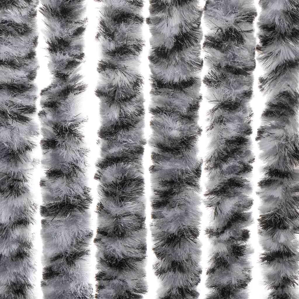 Zanzariera per porta, in ciniglia, grigio, nero, bianco, 56 x 200 cm, per casa, roulotte, camper, silenziosa, rimovibile, con ganci
