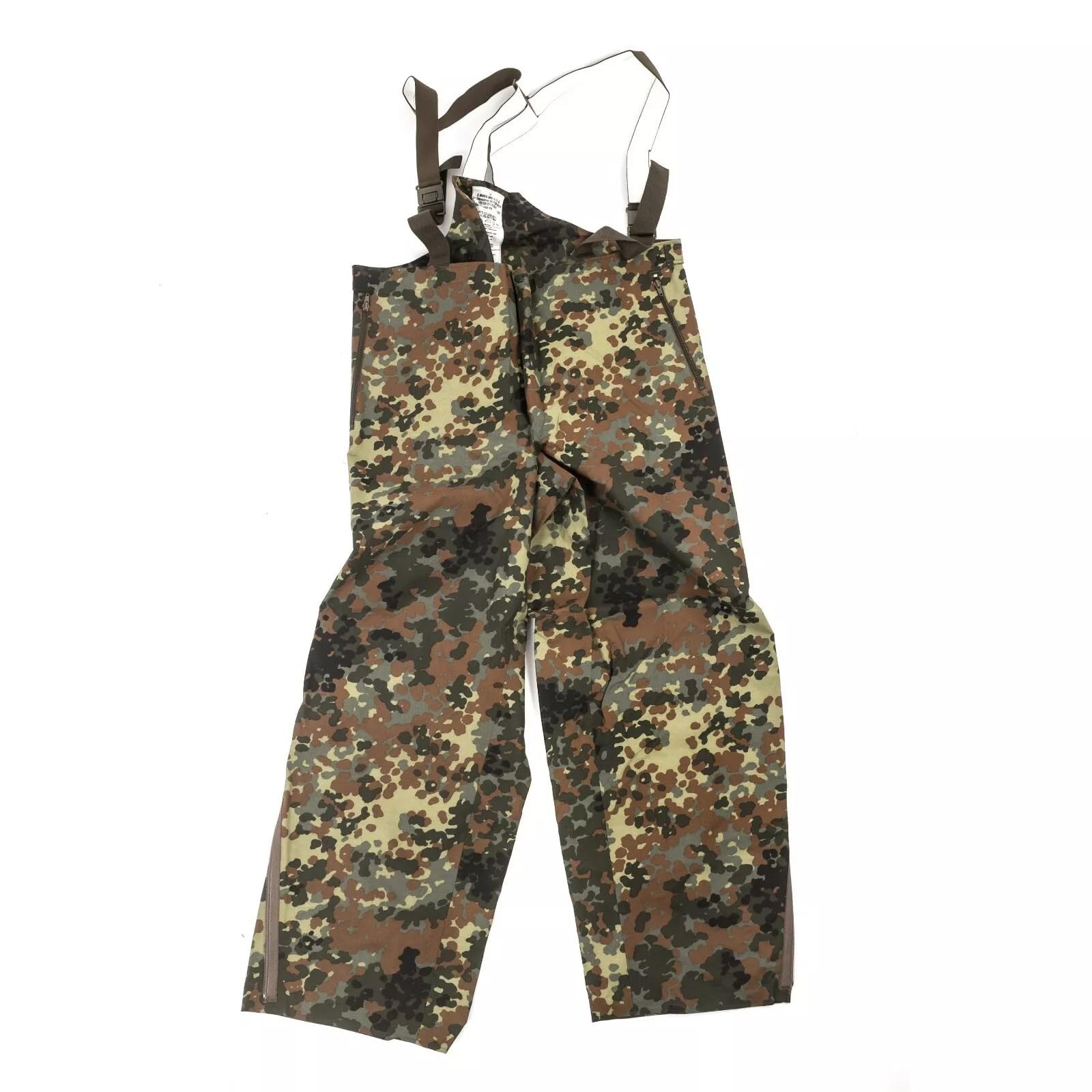 O.A Pantalon de l'armée allemande imperméable Flecktarn Goretex avec bretelles, Camouflage Flecktarn, Taille unique