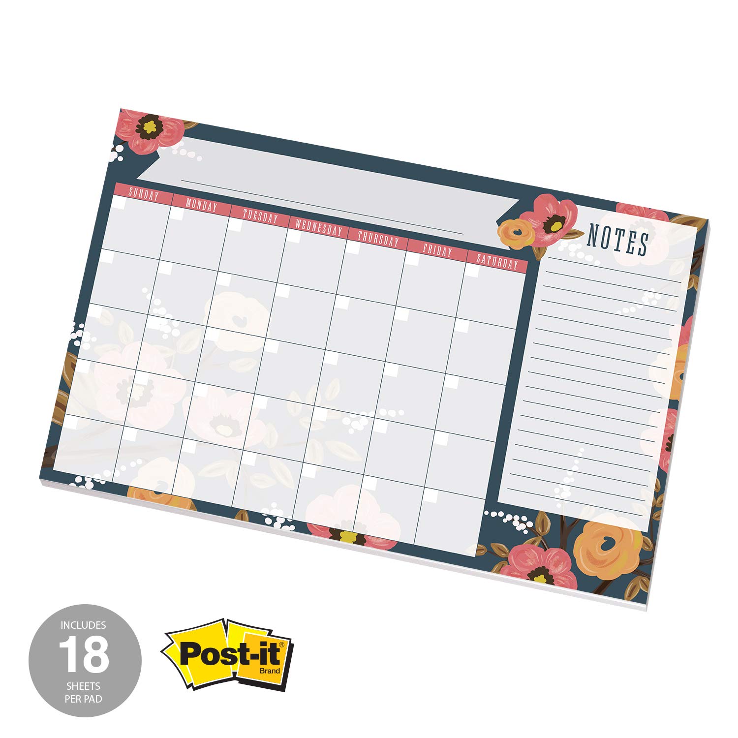 amazon-com-modern-floral-sticky-note-desk-calendar-16-25-x-11-repositionable-fill-in-calendar-large-18-month-undated-wall-calendar-office-products