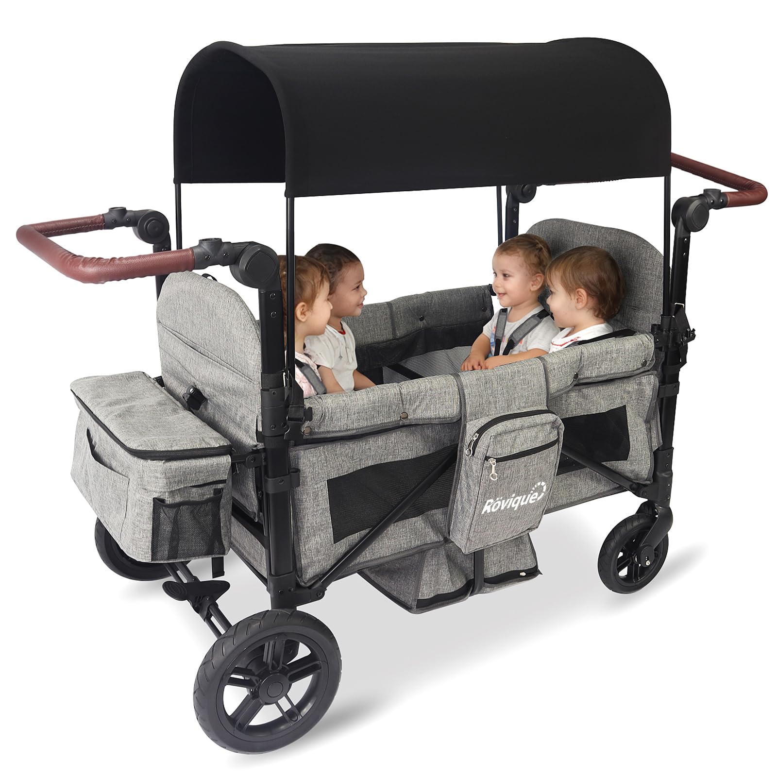 4 Seater Wagon Stroller, All-Terrain Aluminum Stroller Wagon for 4 Kids