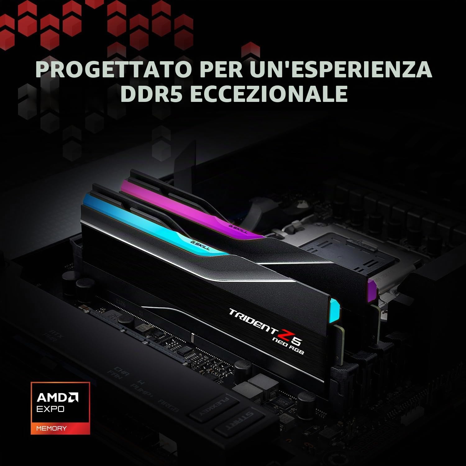 G.SKILL Trident Z5 Neo RGB Series DDR5 RAM (AMD EXPO) 64GB (2x32GB) 6000MT/s CL26-36-36-96 1.45V Desktop Computer Memoria U-DIMM – Nero opaco (F5-6000J2636H32GX2-TZ5NR)