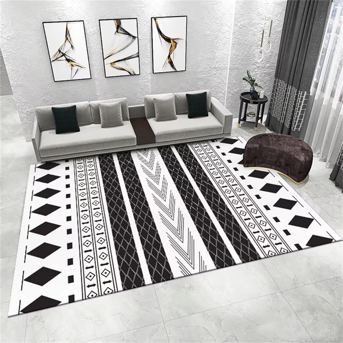 Tapis de salon au design rétro géométrique 200x300cm enfant