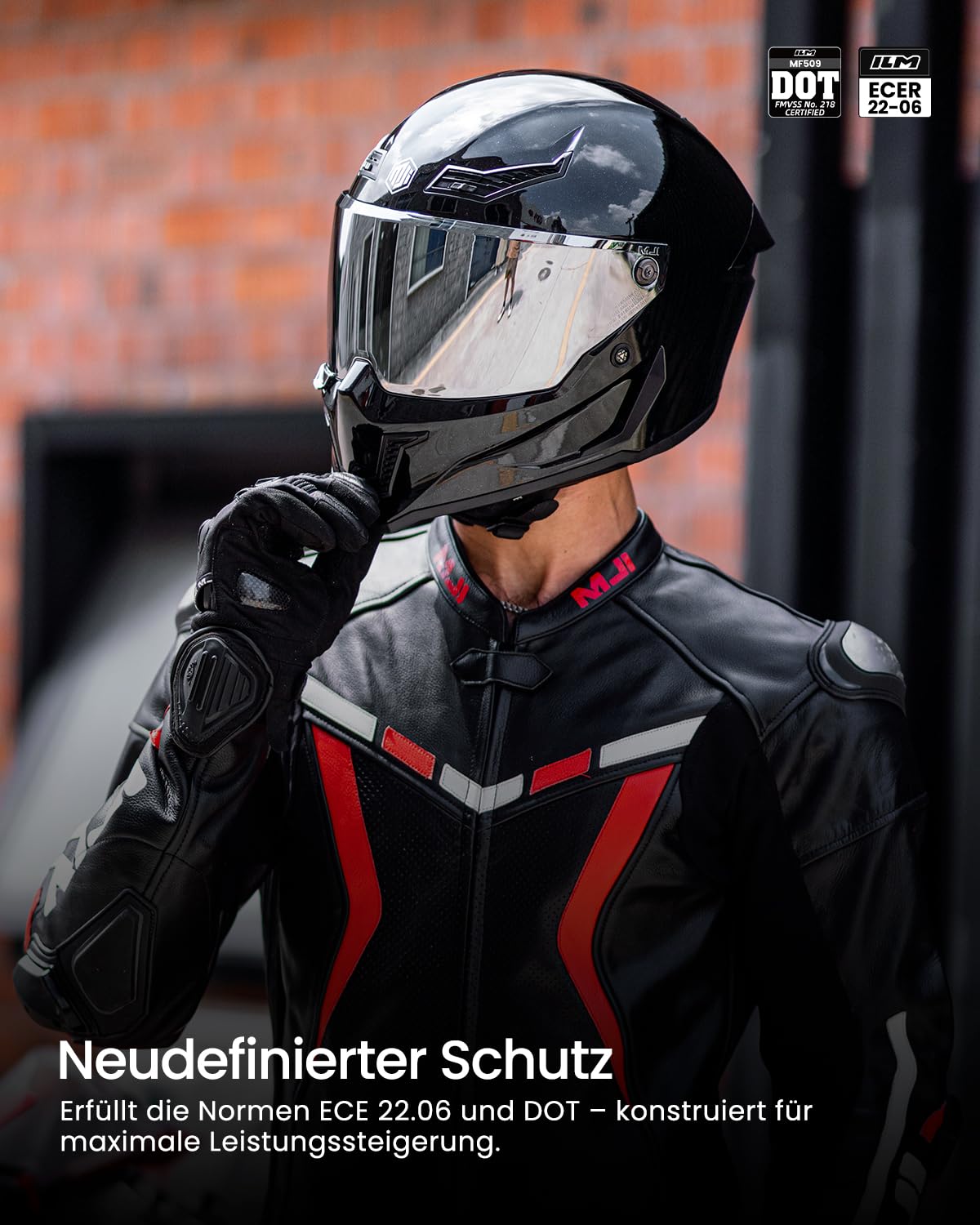 ILM Motorradhelm Integralhelm Herren Damen für Erwachsene Full Face DOT ECE Dual Visor Street Racing Helm mit Pinlock Modell MF509
