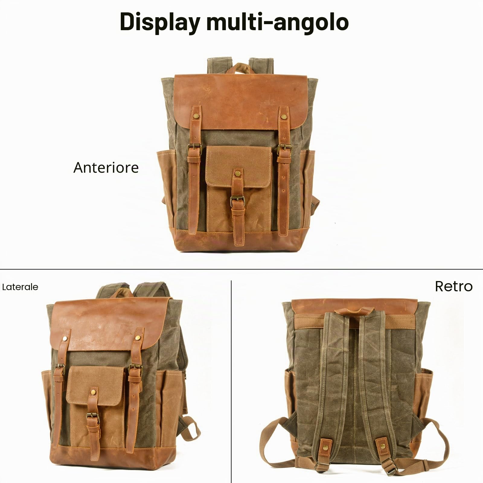 FANDARE Zaino da viaggio Zaini da escursione Borsa da Viaggio Tela Zaino da Escursionismo Uomo Donna Zaini Zainetto Trekking Borsa a tracolla Cartella per Viaggio Zaini da hiking Verde