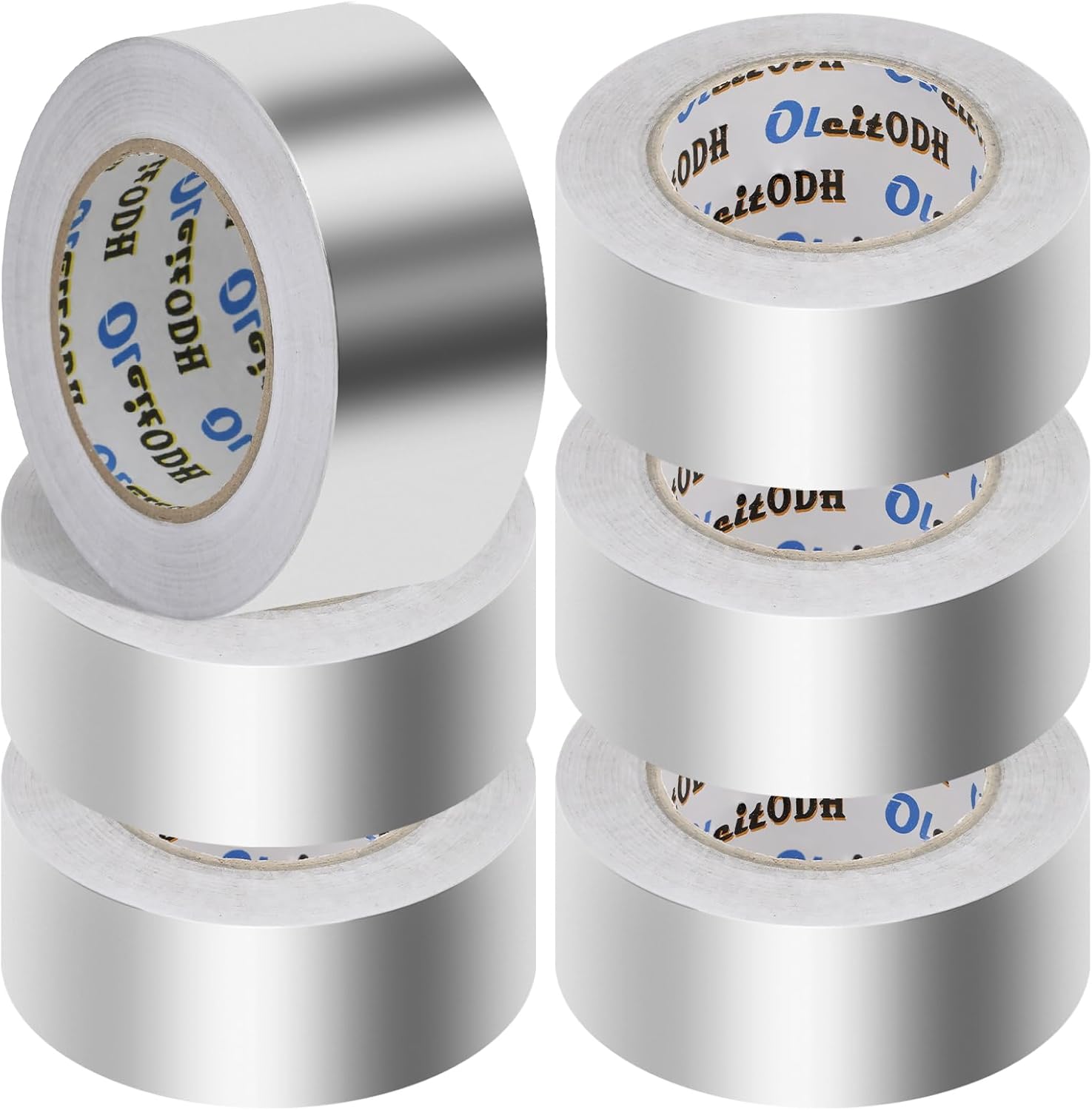 6 Pack Aluminum Foil Tape Bulk - 2 Inch x 55 Yards - Heavy Duty Metal Duct Tape, Aluminum HVAC Tape for Sealing & Patching, Air Ducts, Insulation Metal Repair, Professional Grade