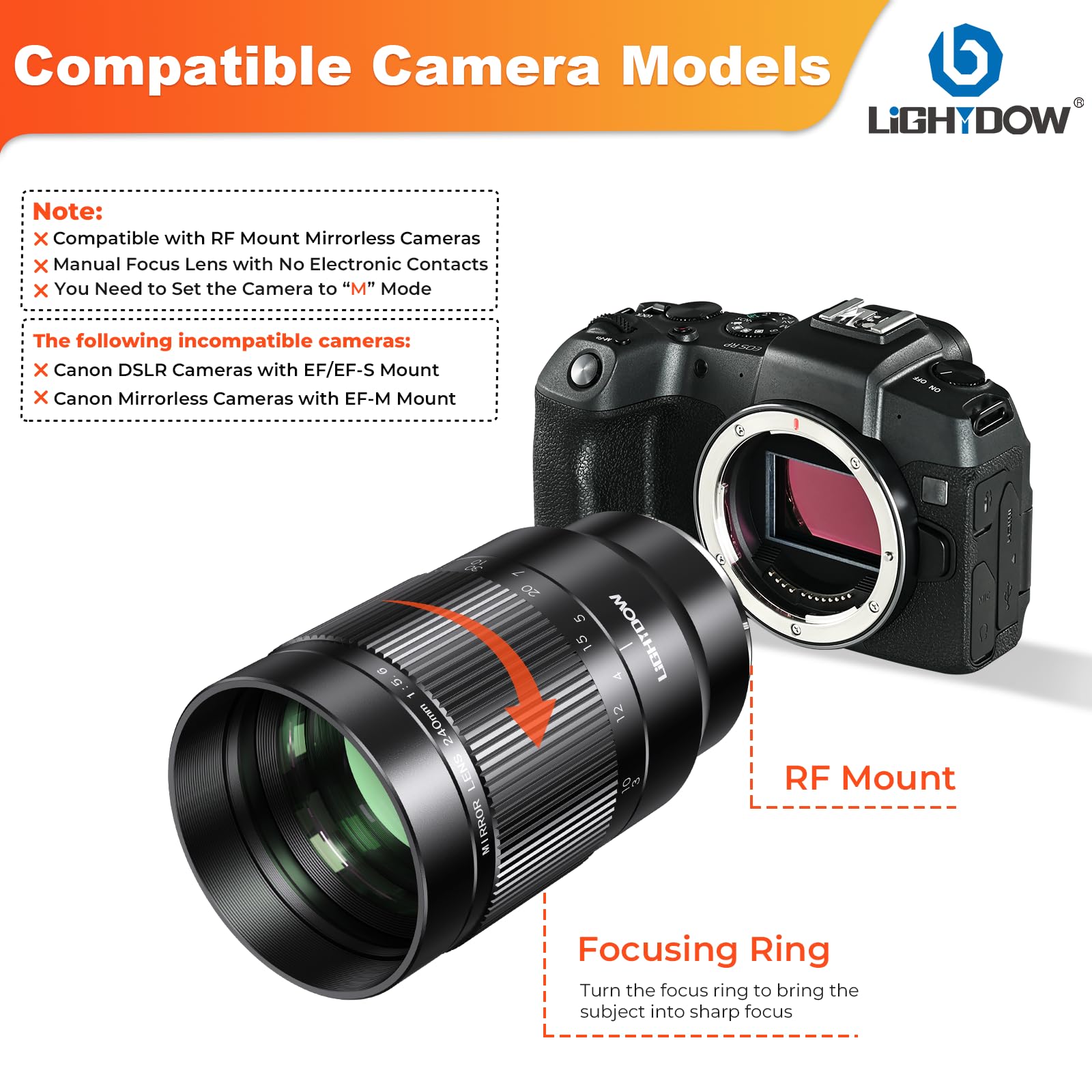 Amazon.com : RF 240mm F5.6 Reflex Lens - MF for Canon EOS R6 Mark