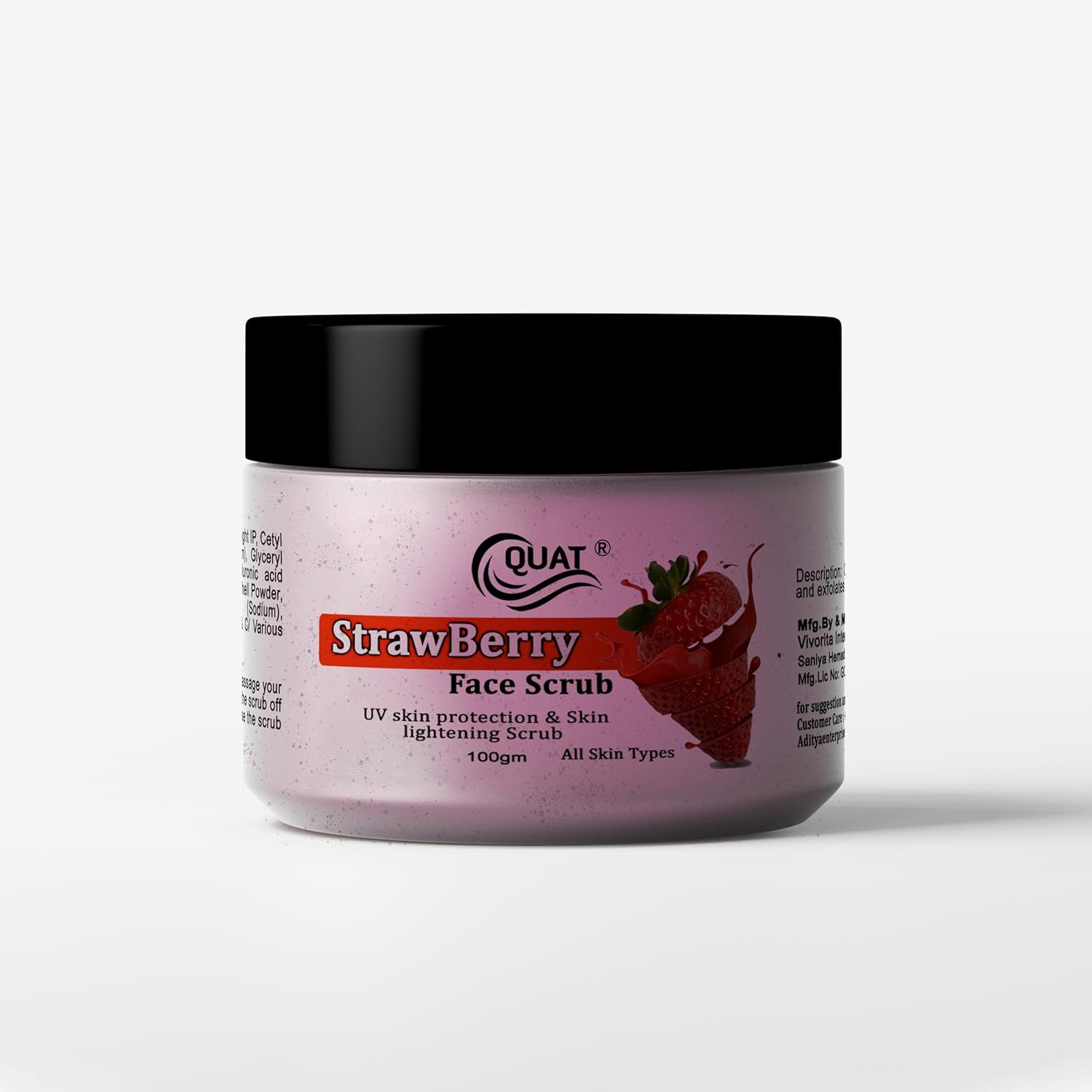 Exfoliating Strawberry Face Scrub – Facial Scrub for Dead Skin Removal, Deep Cleansing & Skin Brightening, Gentle Exfoliator for All Skin Types – 100g