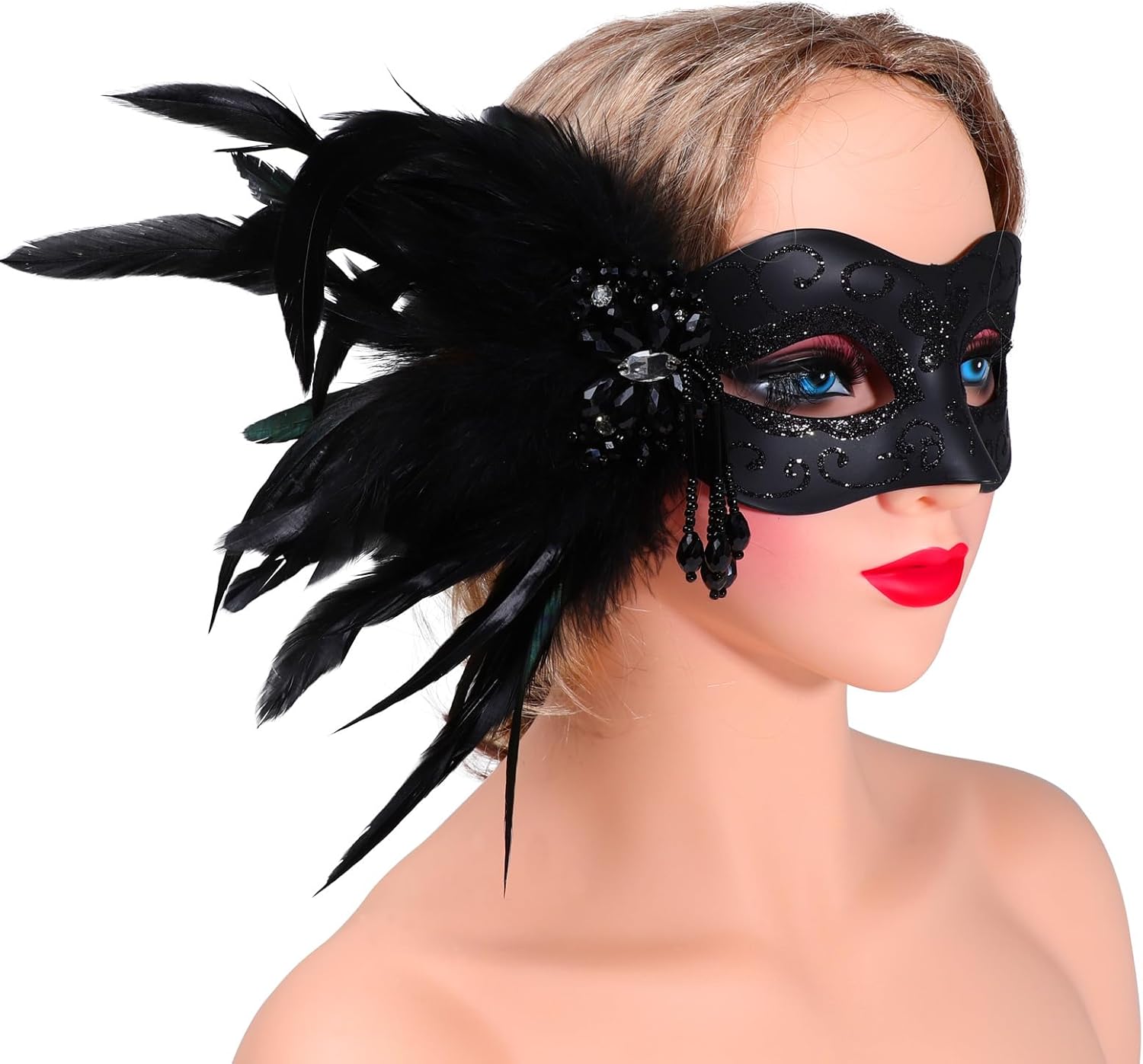 Masquerade Mask for Women Venetian Party Mask Costume Mask with Feathers for Cosplay, Halloween Prom Ball Decor - Image 9