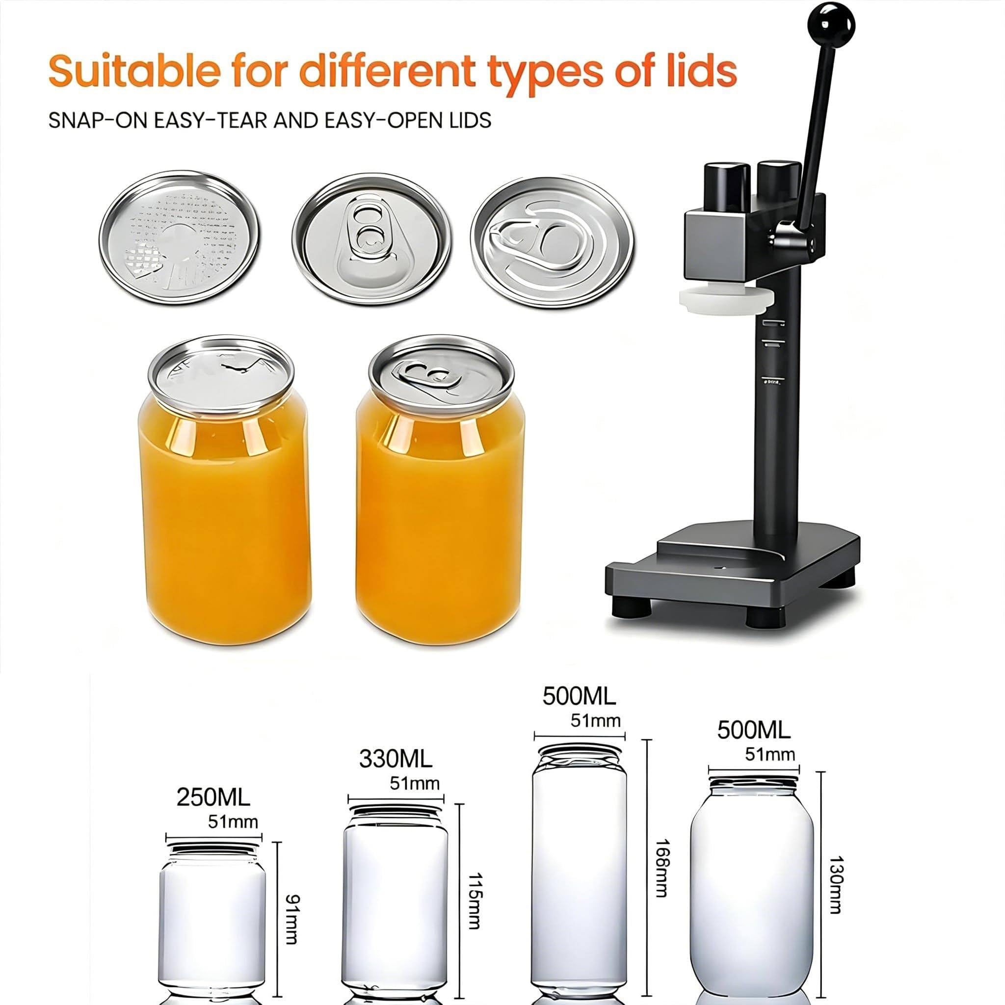 Machine à sceller manuelle pour canettes de 51 mm – Scellement rapide et