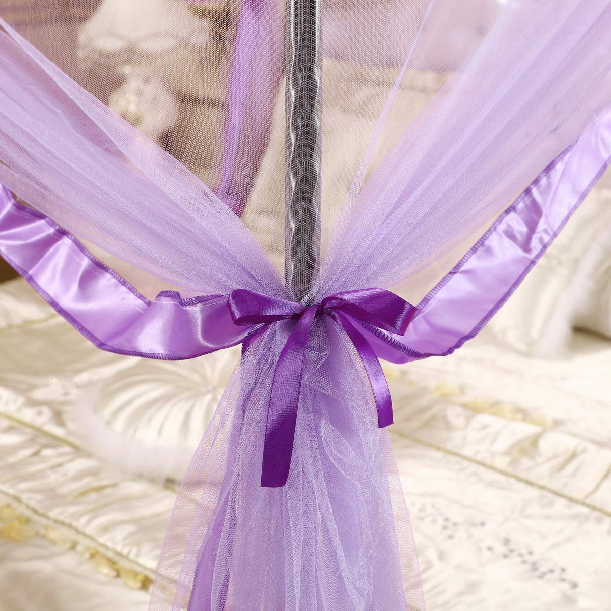 Zanzariera Rettangolare a baldacchino a baldacchino 3 Aperture Laterali Zanzariera Quadrata Princess da Terra Contro Insetti e zanzare con Tende e telai