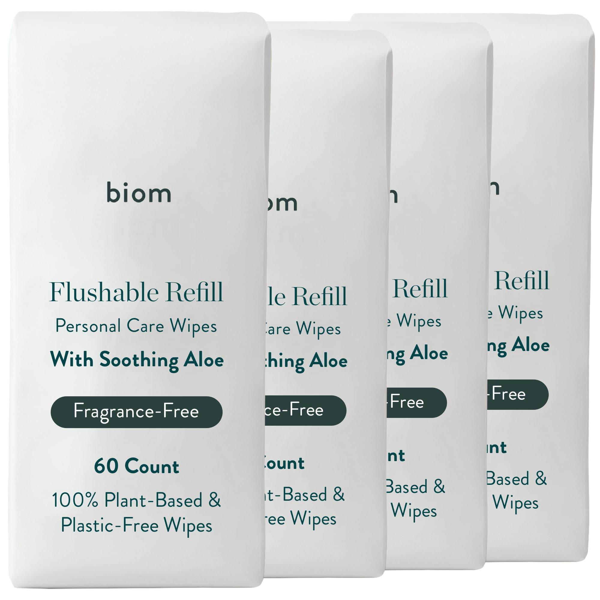 Biodegradable Flushable Wipes 4-Pack Refill | Unscented BathroomWipe | Eco-Friendly Pack | Perfect for Home, Travel & Camping | Includes Refillable Dispenser | WetWipes for Adults | Butt Wipes