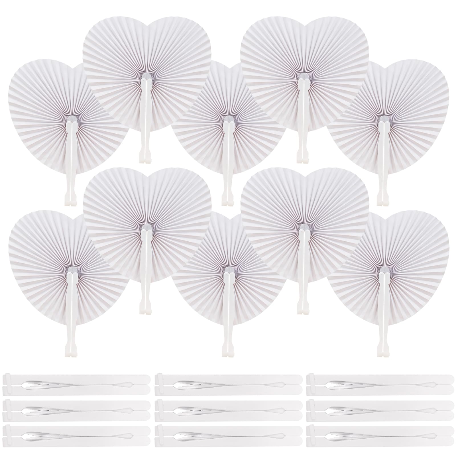 Lot de 96 Eventails Mariage Blancs, Éventail Personnalisable, Décoration Mariage Cadeau Invités, Accessoires de Fête