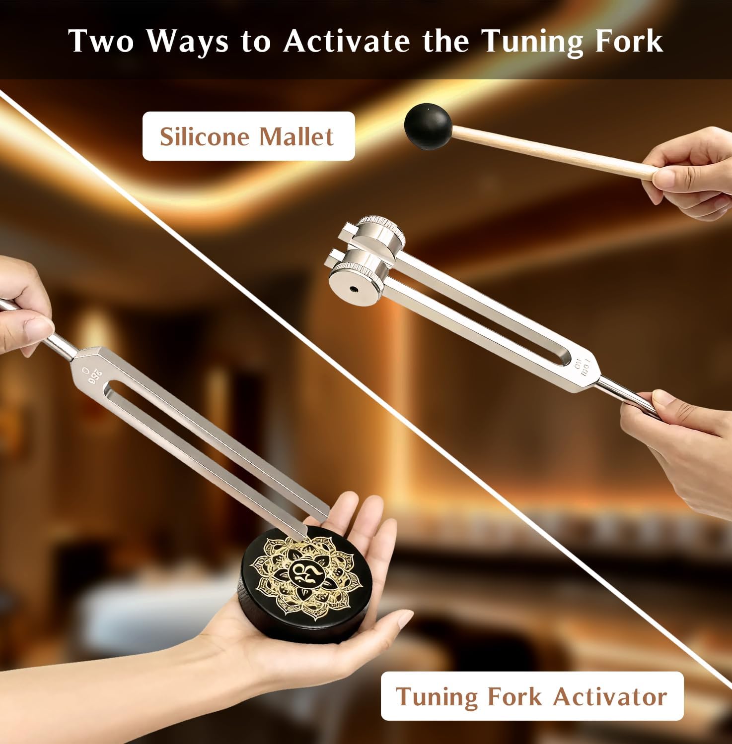 Tuning Forks for Healing Set – 128Hz, 136Hz, 256Hz, 384Hz. Body Tuning Forks Chakra Set, for Medical Sound Healing Therapy, Meditation, DNA Repair, Reiki Energy, Guitar Tune Fork