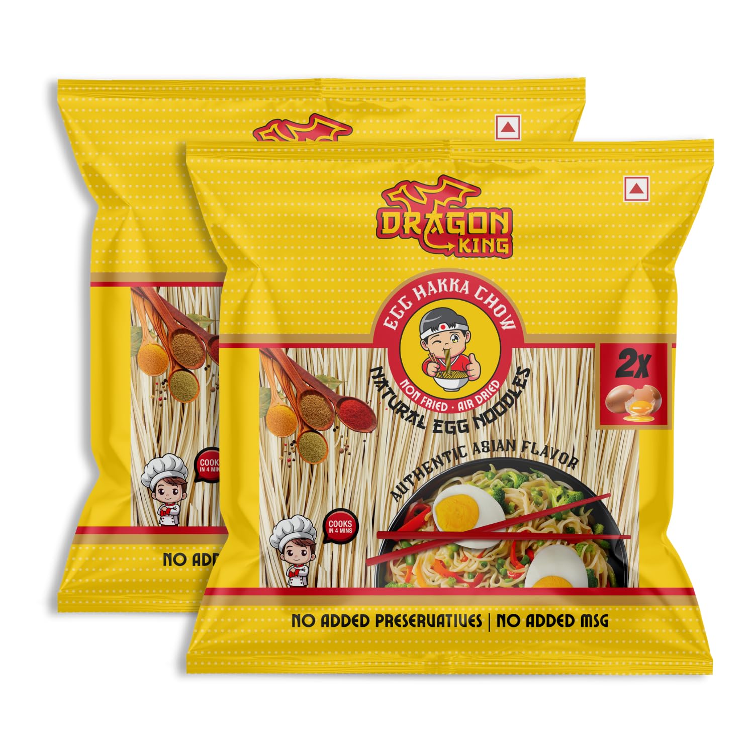Dragon King Egg Hakka Noodles with Masala & Seasoning Oil | Non Fried, Air Dried | No Palm Oil | No MSG | Natural Egg Content | Serves 8-10 meals, 640g (Pack of 2)-image-9