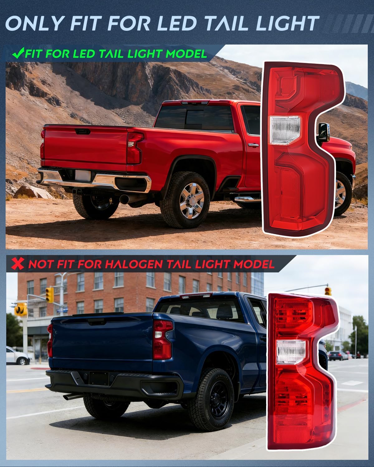 Nilight Taillight Assembly Compatible with 2019 2020 2021 2022 2023 Chevrolet Silverado 1500 2020-2023 Chevy Silverado 2500HD 3500HD LED Tail Light Rear Lamp Replacement Passenger Side