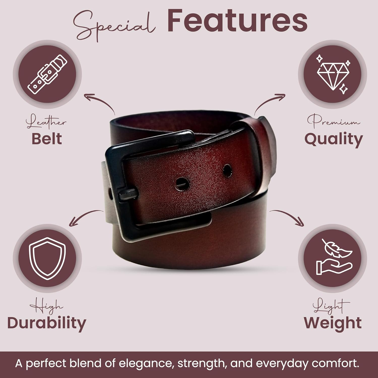 1 3/8” Italian Leather Belt | 35mm TSA & Airport Friendly Metal-Free for Men and Women| Black & Brown Italian Belt