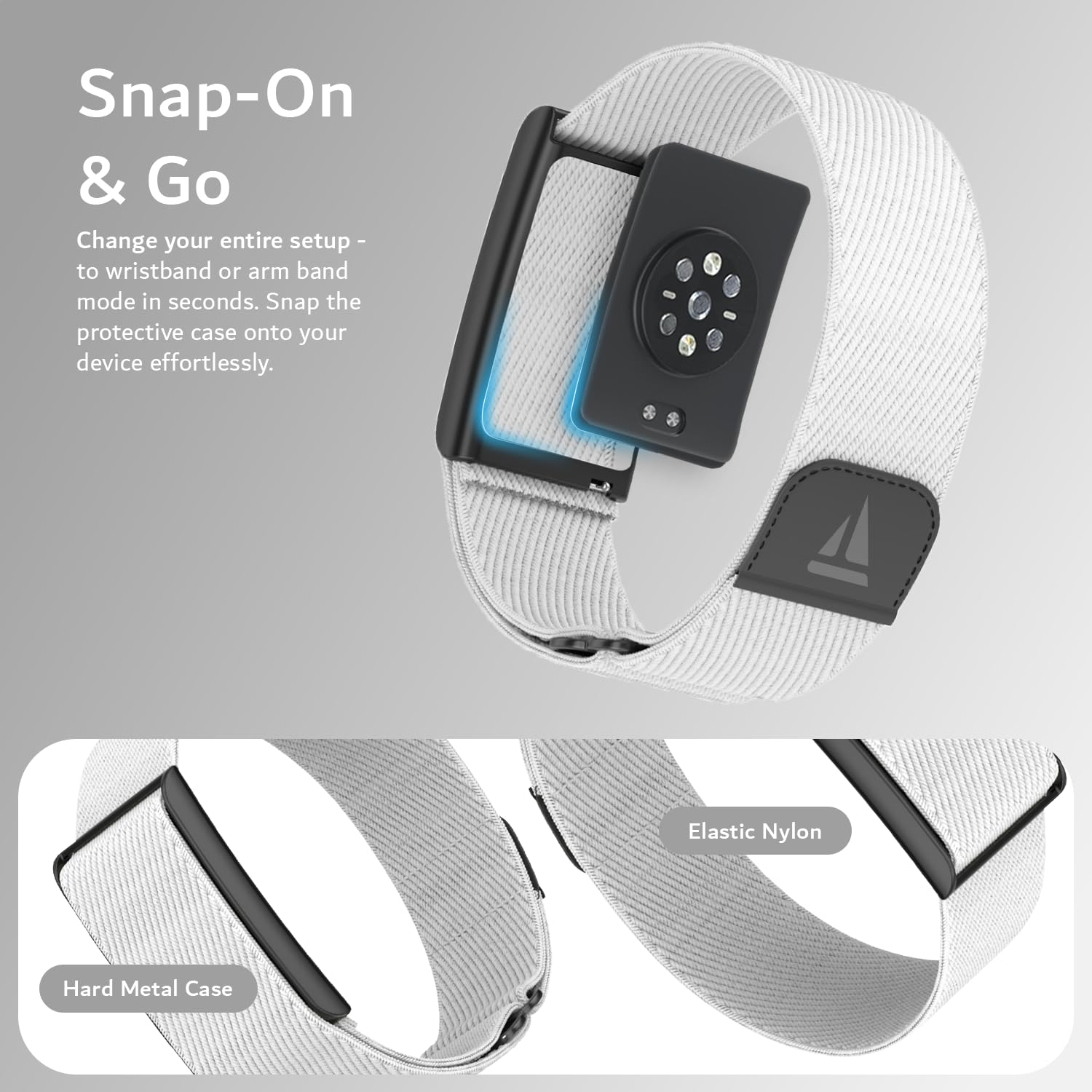 TUDIA Biceps i opaska na nadgarstek 2 w 1, kompatybilna z paskiem Amazfit Helio, tylko etui i opaska, wytrzymała ochrona z regulowanym i rozciągliwym paskiem na ramię / nadgarstek