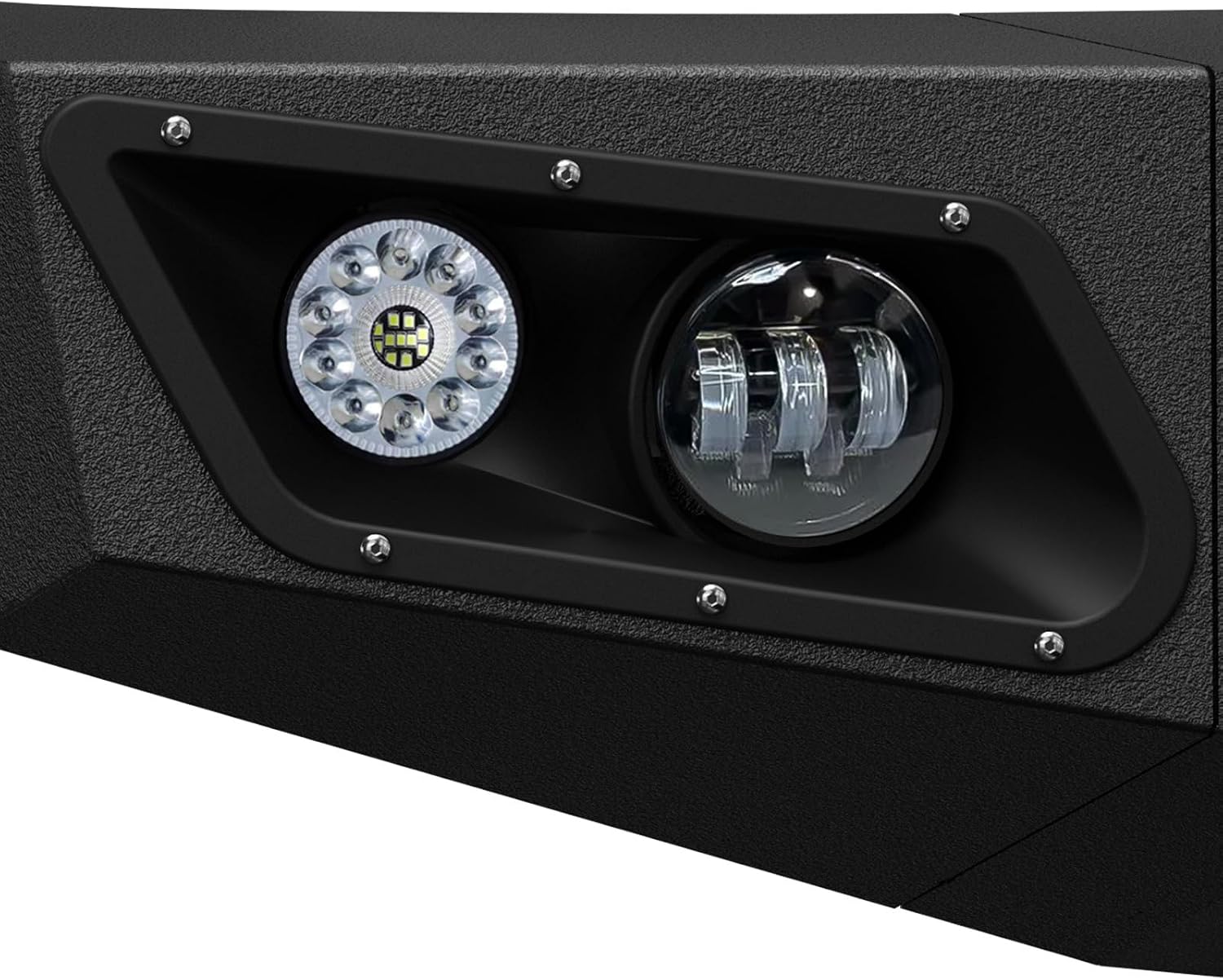YZONA Front Bumper Compatible for 2019-2024 Dodge Ram 1500 (Excluding Ram 1500 Classic) with Winch Plate, Sensor Holes, License Plate Bracket, 5 x LED Lights & D-rings (Textured Black)