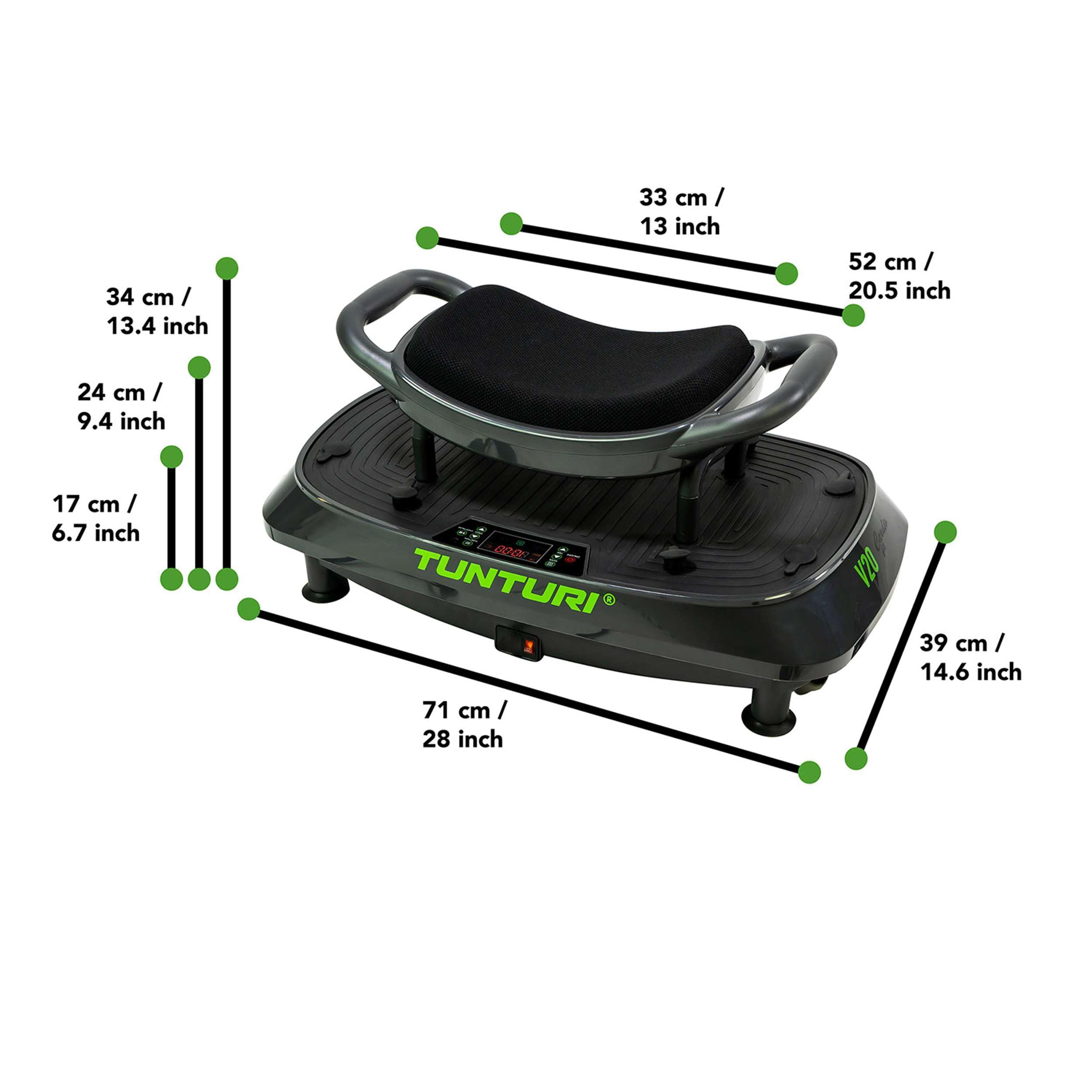 Tunturi Plateforme Vibrante Cardio Fit V20 - Plaque de Fitness et Cardio-Training Oscillante pour Perte de Poids
