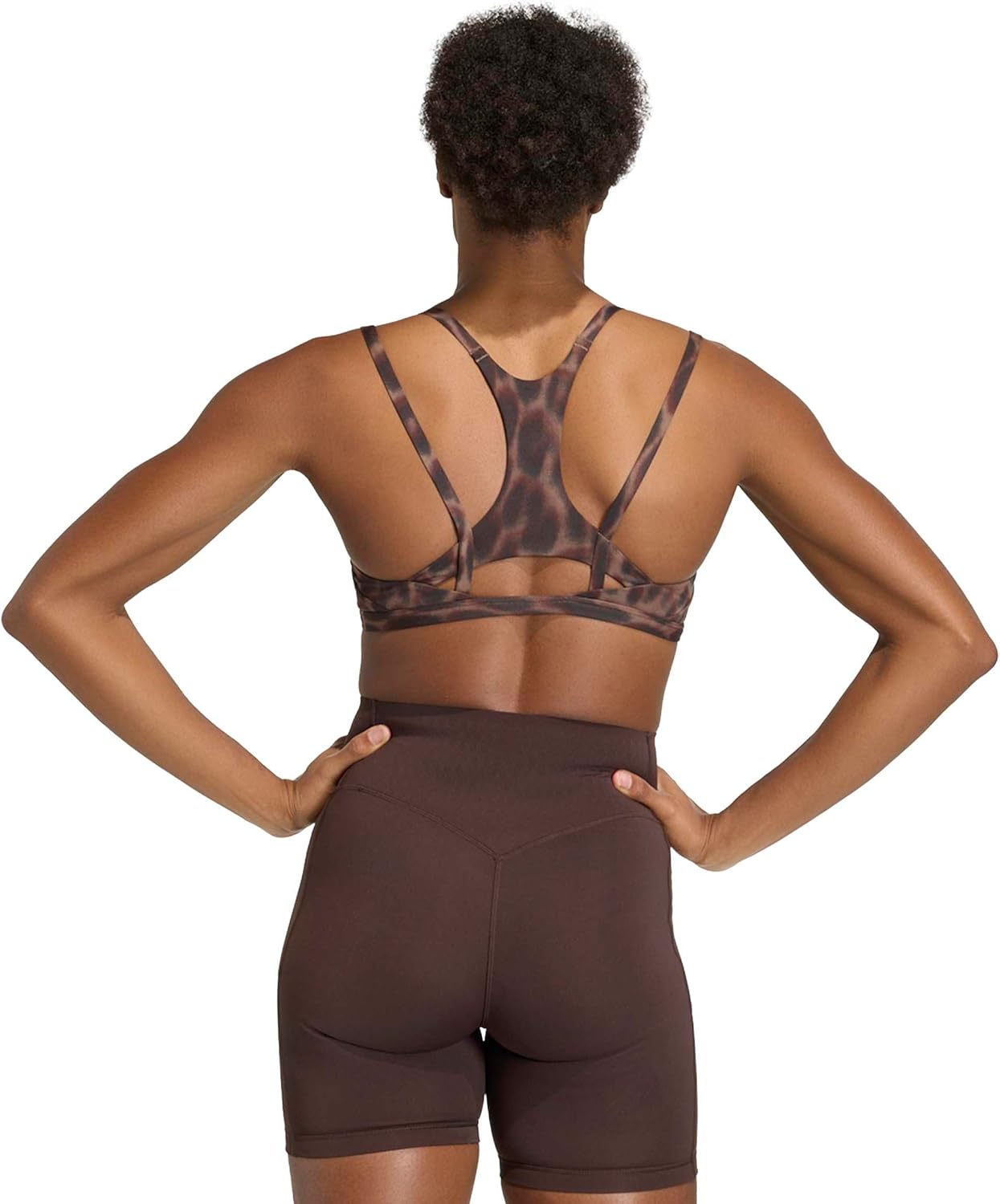 adidas Womens Optime Leopard Printed Strappy Light Support Bra