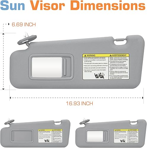 Miniatura 5 de Visera solar izquierda del lado del conductor con luz para Toyota Highlander 2008 2009 2010 2011 2012 2013 montaje de visera, repuesto