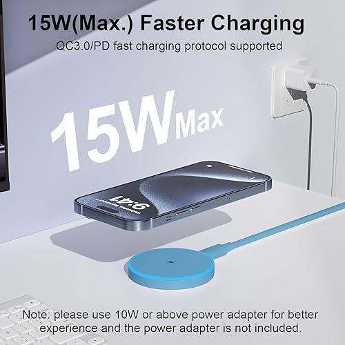 Miniatura 2 de MagSafe - Paquete de 2 cargadores inalámbricos magnéticos de 15 W, base de carga rápida con puertos duales compatible con iPhone series 171615141312