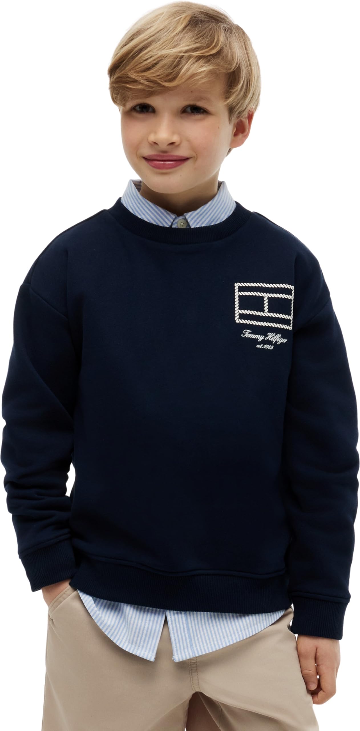 Tommy Hilfiger Outline Flag Graphic Sweatshirt Kb0kb10594 Felpa Pullover Bambini e Ragazzi