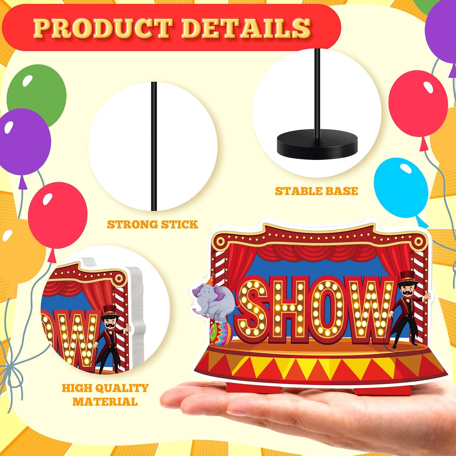 DoubleFill 6 Pcs Carnival Party Decoration for Table Centerpieces | Carnival Circus Decoration Wooden Standing Sign Tabletop Decor for Desk Birthday Party Supplies