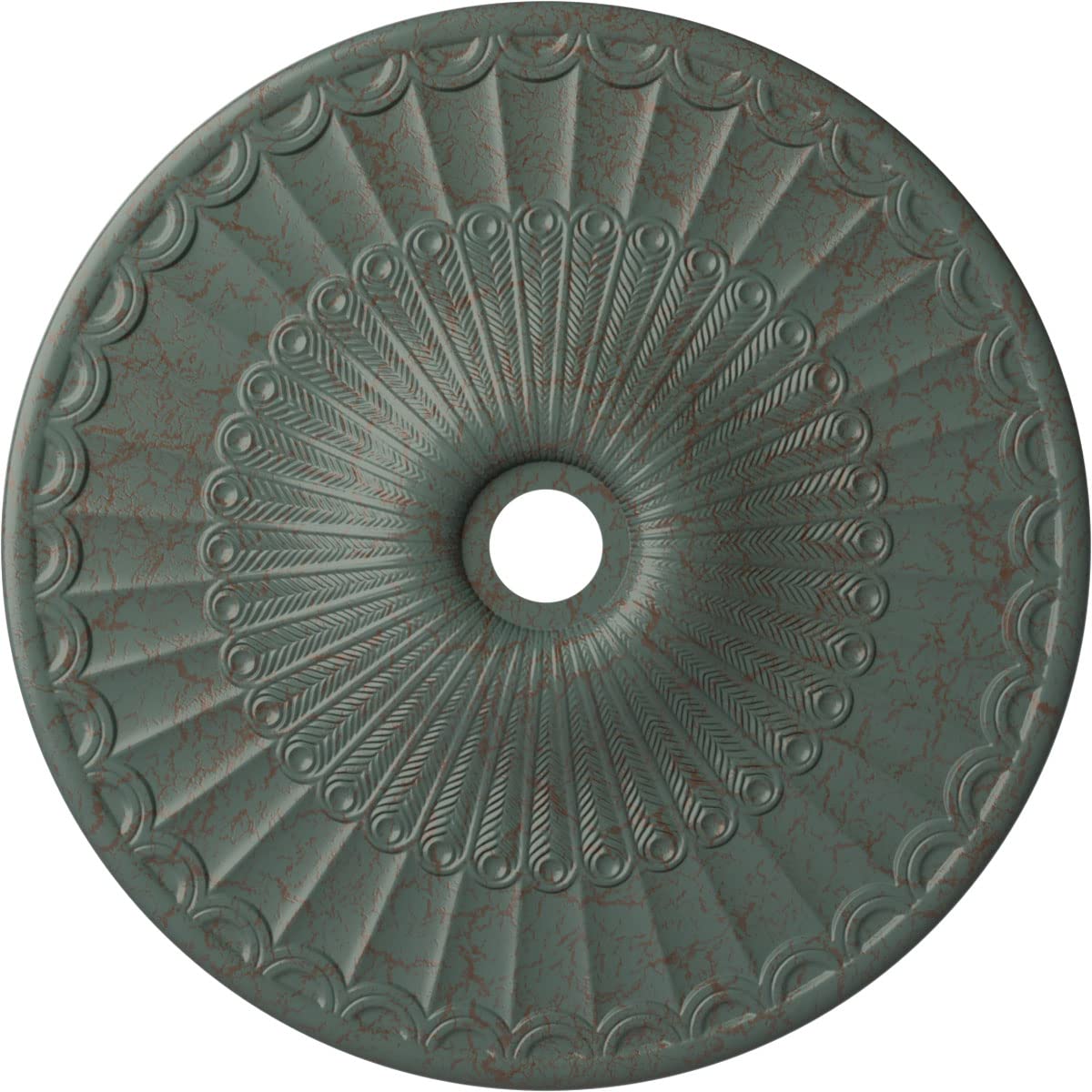 Médaillon de plafond style verrière et moulure cuivre Galveston