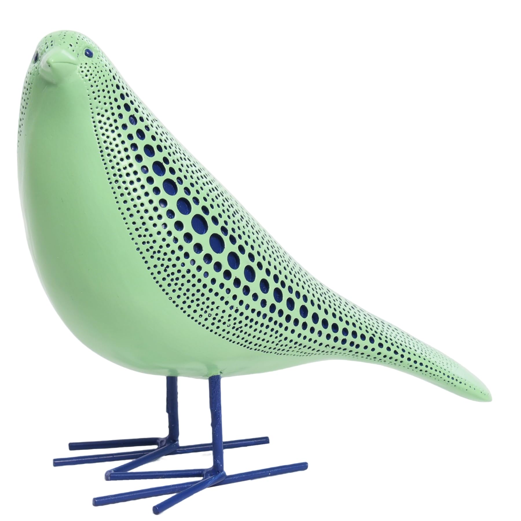 Quoowiit Bird Figurine, Modern Sculpture and Statues for Home Decor, Animal Statues for Bookshelf, Table, Entryway, Fireplace, Resin Decorative Sculpture with Chic Polka Dots Art Design (Green)