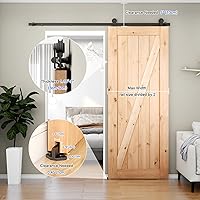 Vista 91 de CCJH - Kit de herrajes para puerta corrediza de granero de 10pies, resistente, suave y silencioso, fácil de instalar, p/paneles de puerta indiv.