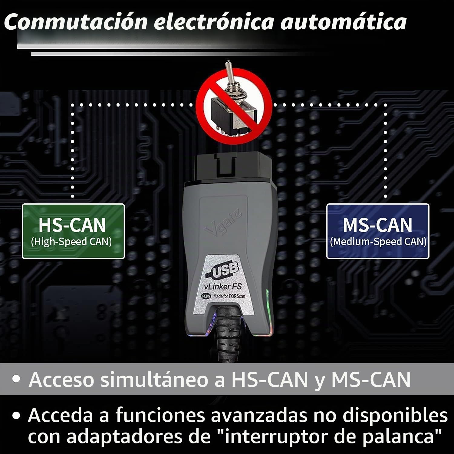 vgate vLinker FS diagnóstico OBD2 Interfaz USB Adaptador OBD para Windows