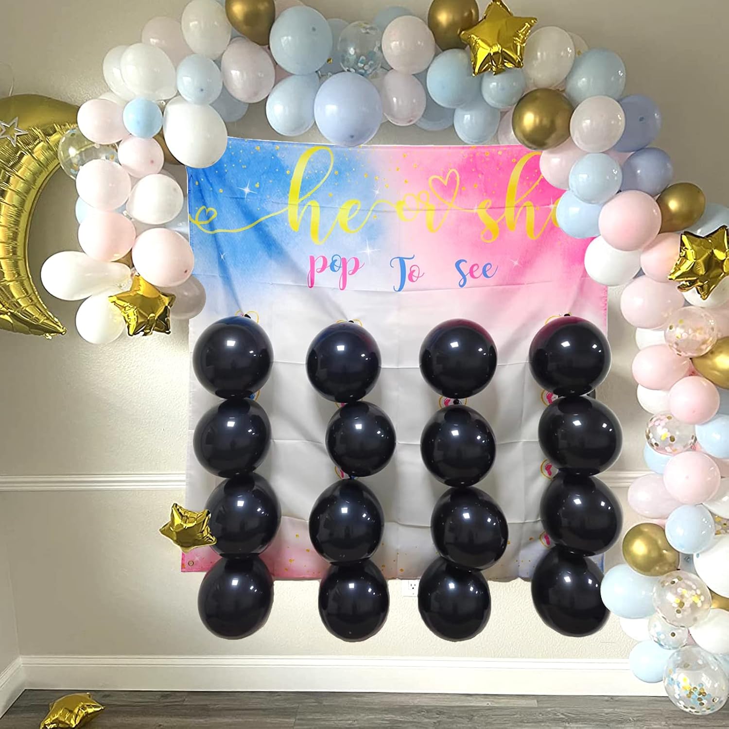 Baby Gender Reveal Dart Board Game, Reveal Balloon for Girl or Boy, Pink and Blue Powder for He or She Party, Gender Reveal Party decoration kit