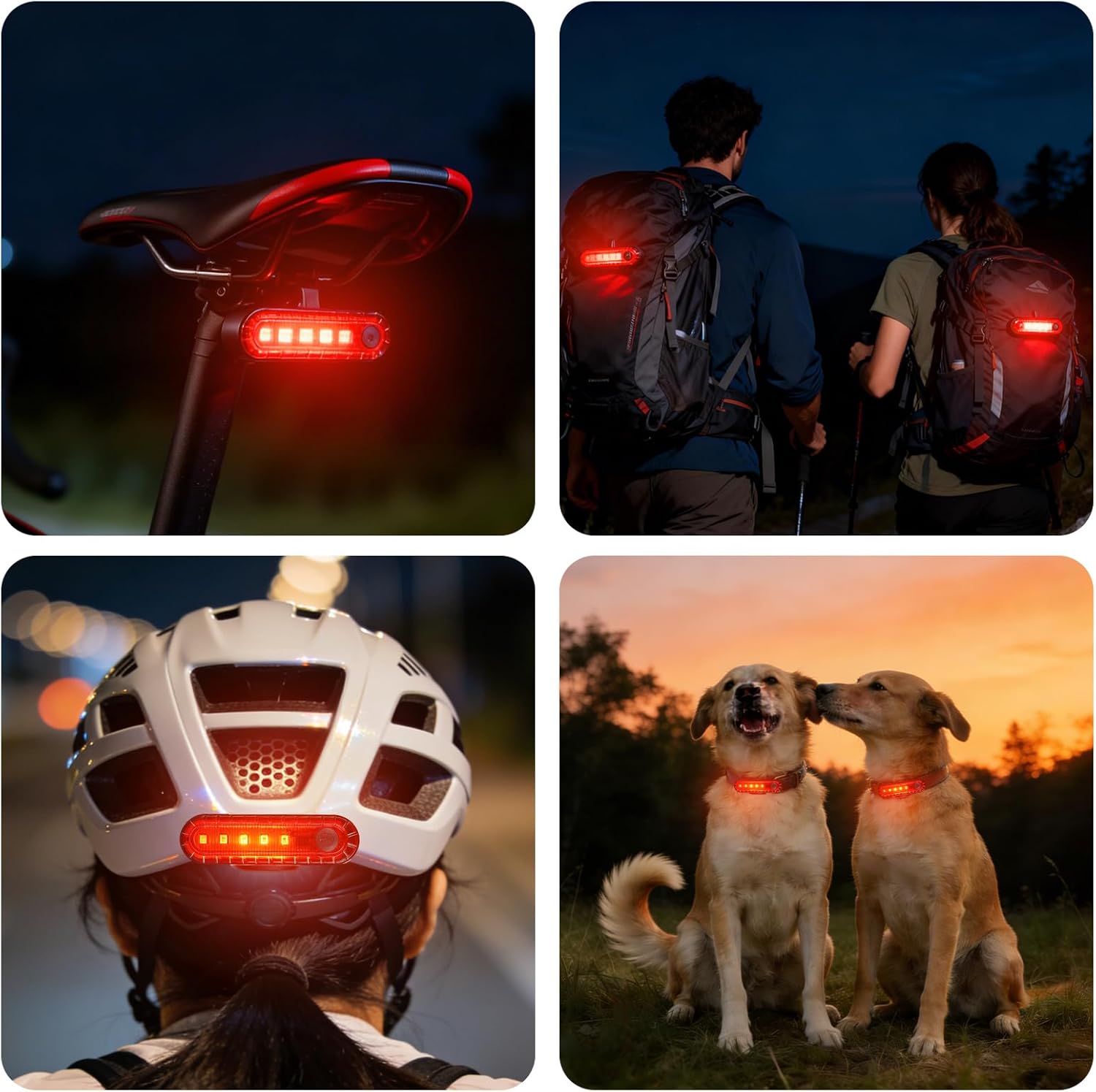 KunHe USB Rechargeable Bike Tail Lights Super Bright Bicycle Rear Safety Light with 4 Light Modes for Skateboards Strollers and Wheelchairs