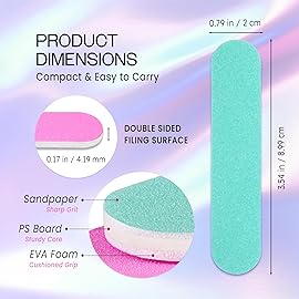 25PCS Mini Size PANA Professional Double Sided Nail Files - Pink&Teal, 100/100 Grit - Emery Board Nail Buffering File Manicure Pedicure Nail Polisher Washable