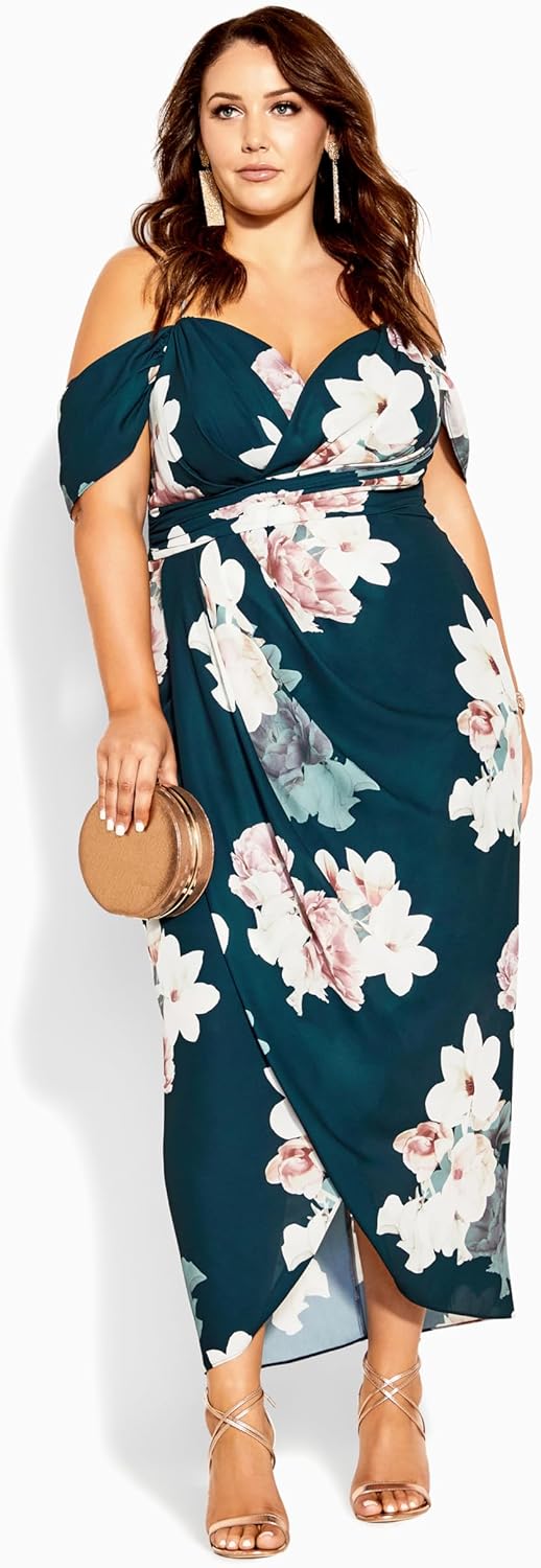 City Chic Plus Size Dress, Emerald Floral Maxi Dress - Image 2